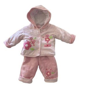 Nannette 2-Piece Padded Floral Matching Hooded Outfit Set 3-6 Months